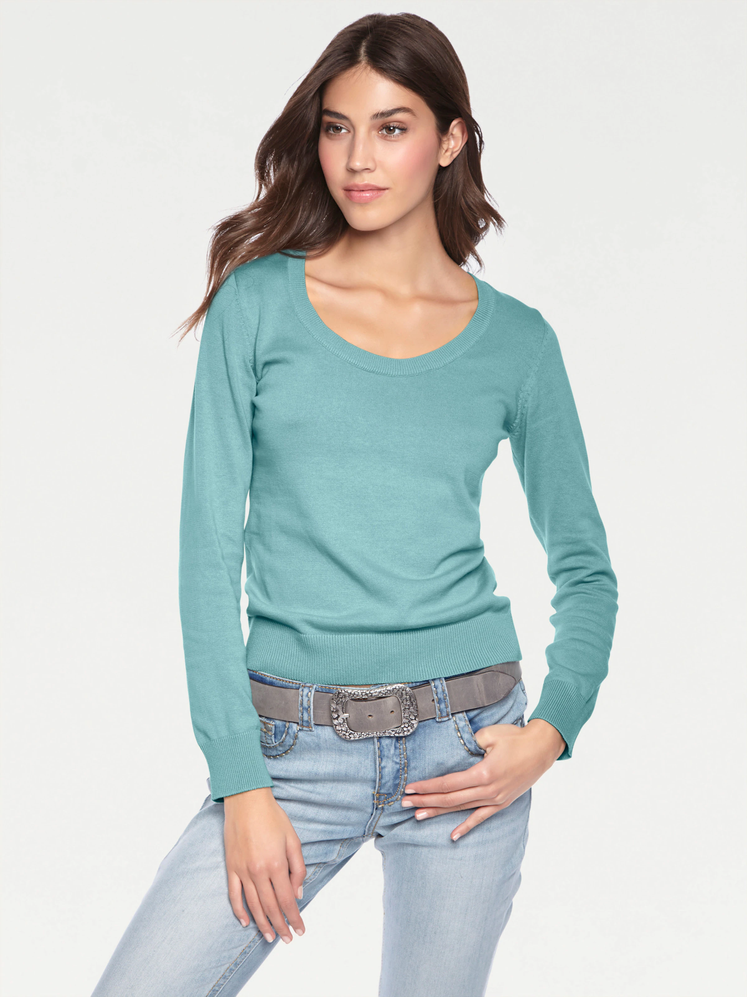 heine Rundhals-Pullover in aqua