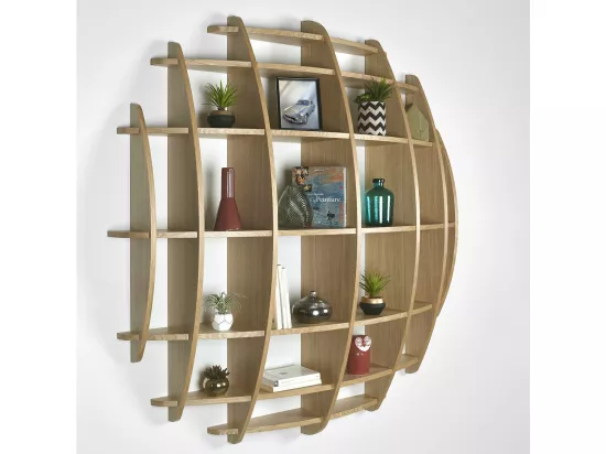 Etagère murale Demi lune panneaux de fibres plaquage chêne DEVA