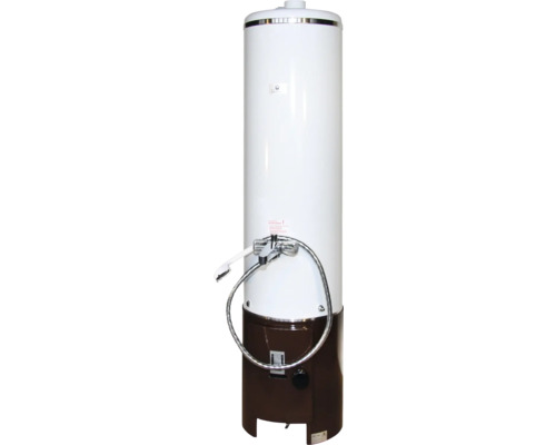Drukloze badverwarmer, compleet 7,5 kW met mengkraan, bovenverwarmer 100 l wit, onderverwarmer bruin