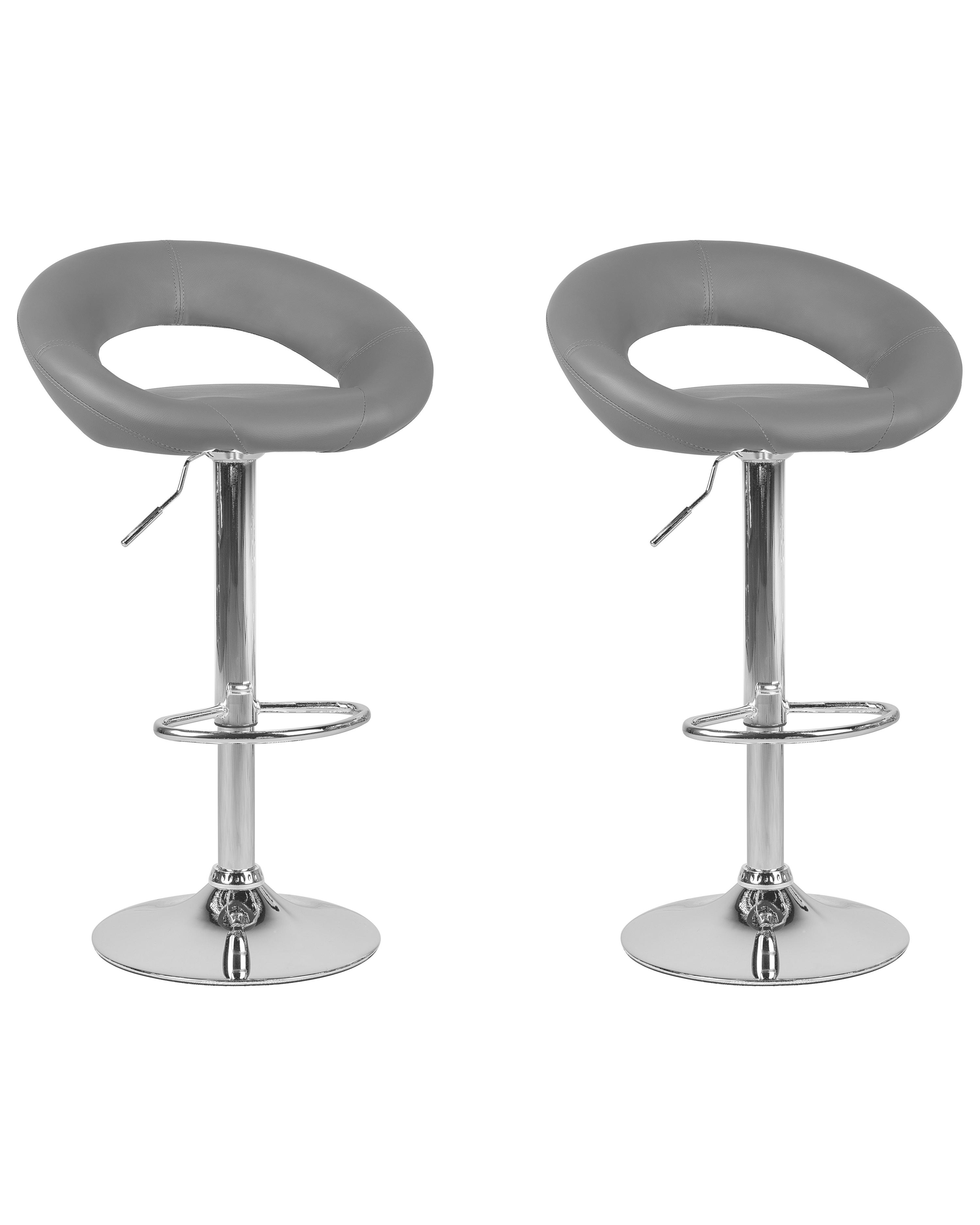 Set van 2 barstoelen PEORIA Kunstleer draaibaar Grijs