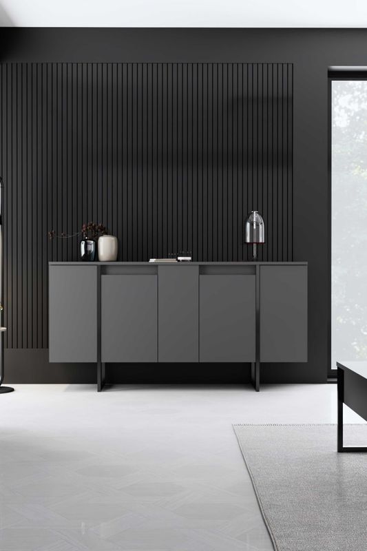 Kalune Design - Dressoir - Antraciet - Spaanplaat en Metaal