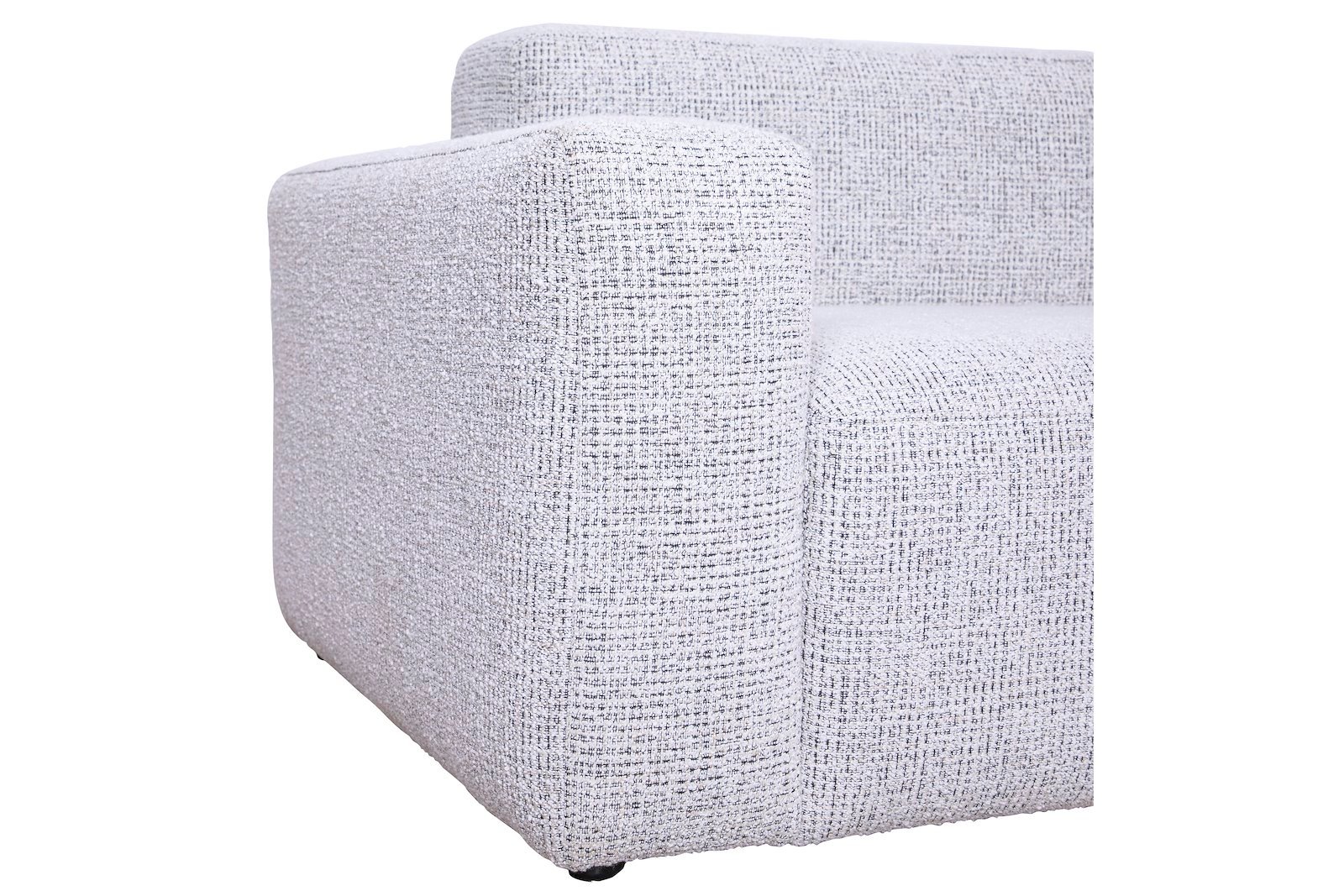 Cloud hjørnesofa 2,5-seter med åpen ende høyre. Tekstil Coco 80 hvit med sorte ben.