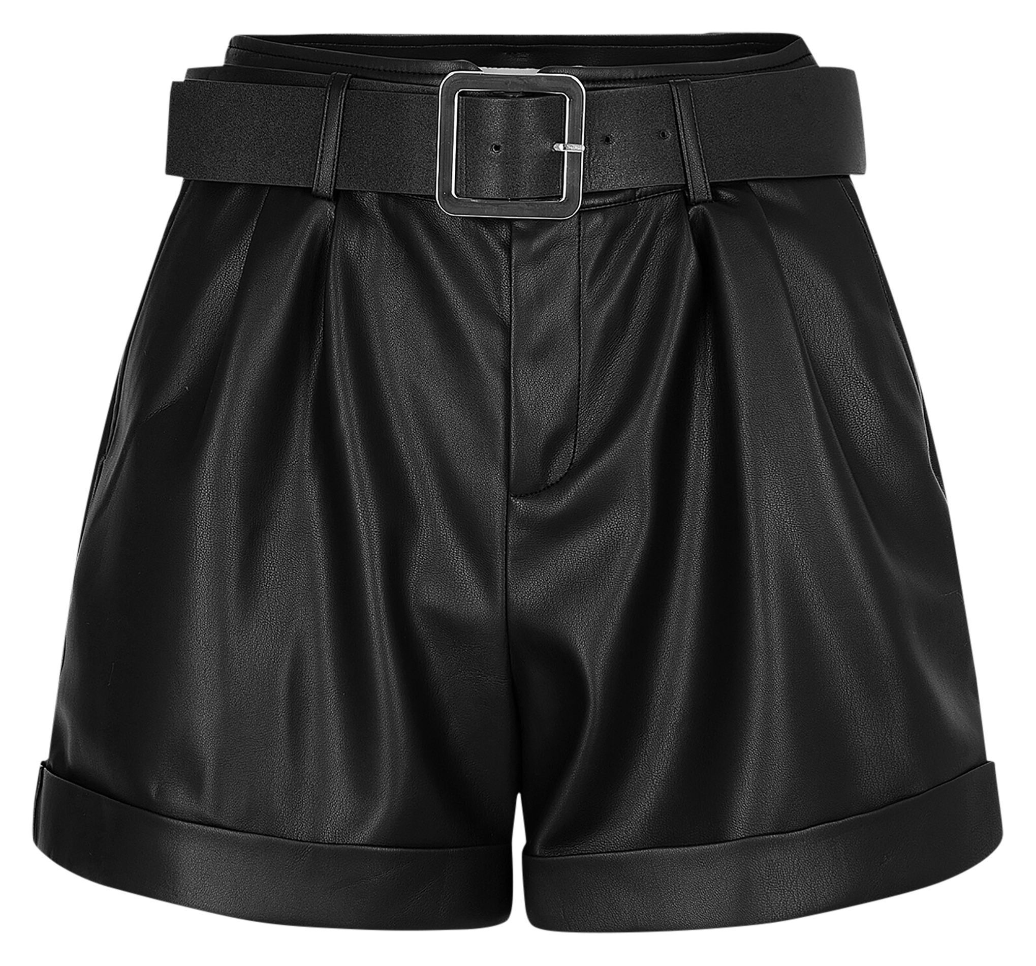 SHINGRA - Short ajustée effet cuir | Noir