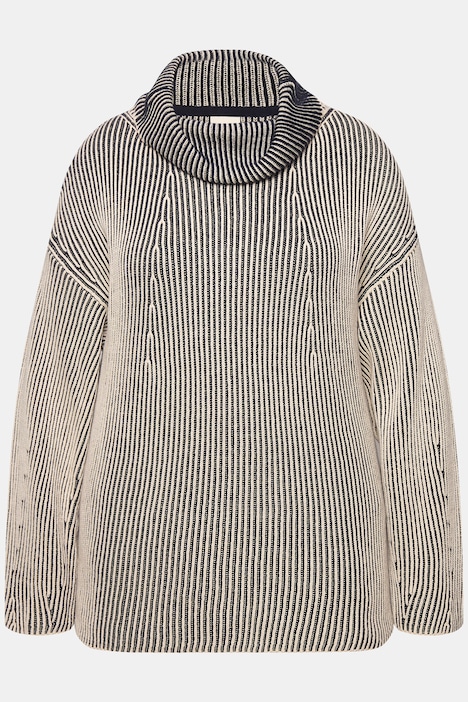 Pullover, Rippstrick, Rollkragen, Langarm, Biobaumwolle
