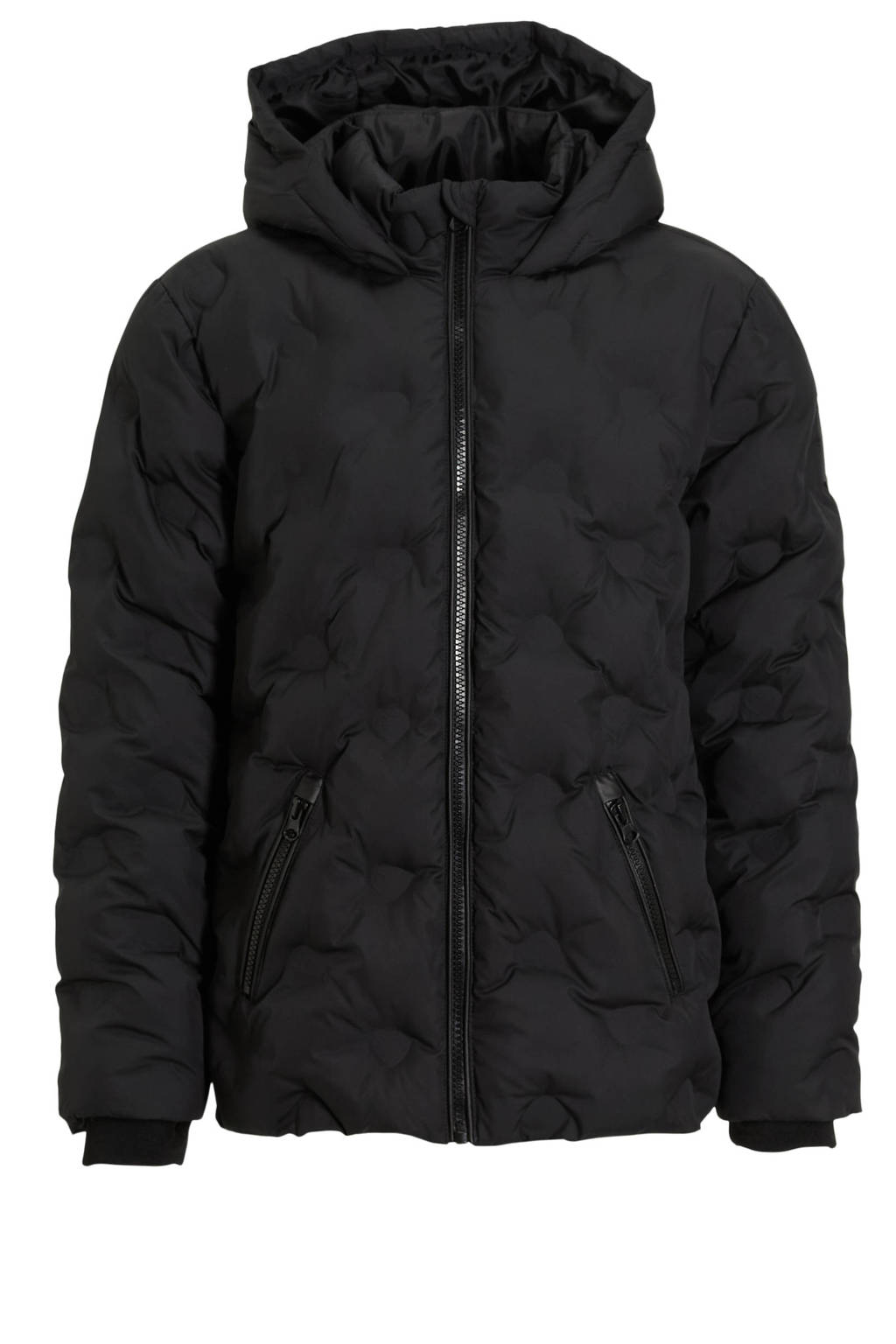 Coolcat Puffer Winterjas Jennifer met 3D Hartjes Zwart