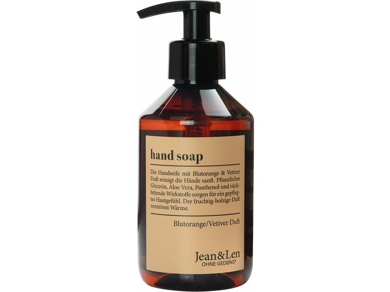 Jean & Len Flüssigseife Blutorange und Vetiver 250 ml Sanfte und natürliche Reinigung der Hände