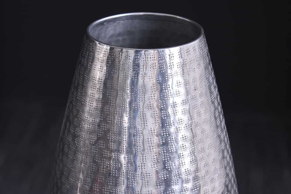 Elegante Vase ORIENT 50cm silber im Grid Hammerschlag Design
