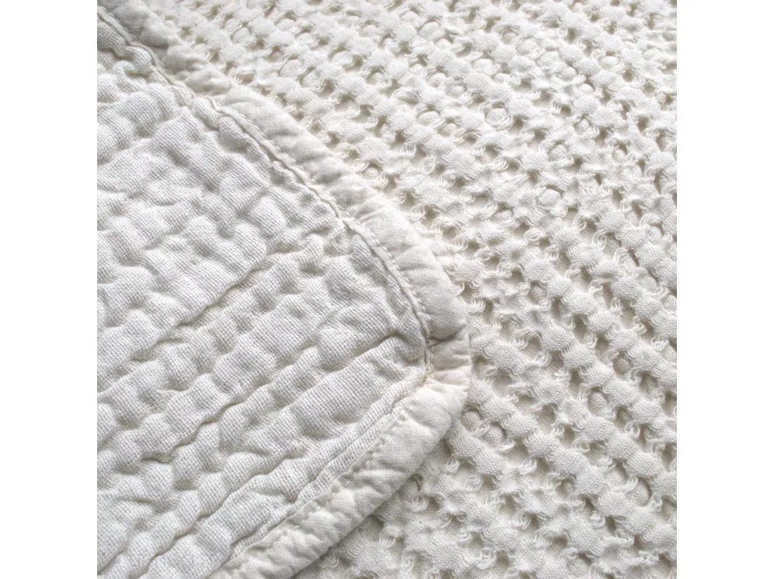 Dessus de lit réversible 230x250 cm JAIPUR en coton beige craie