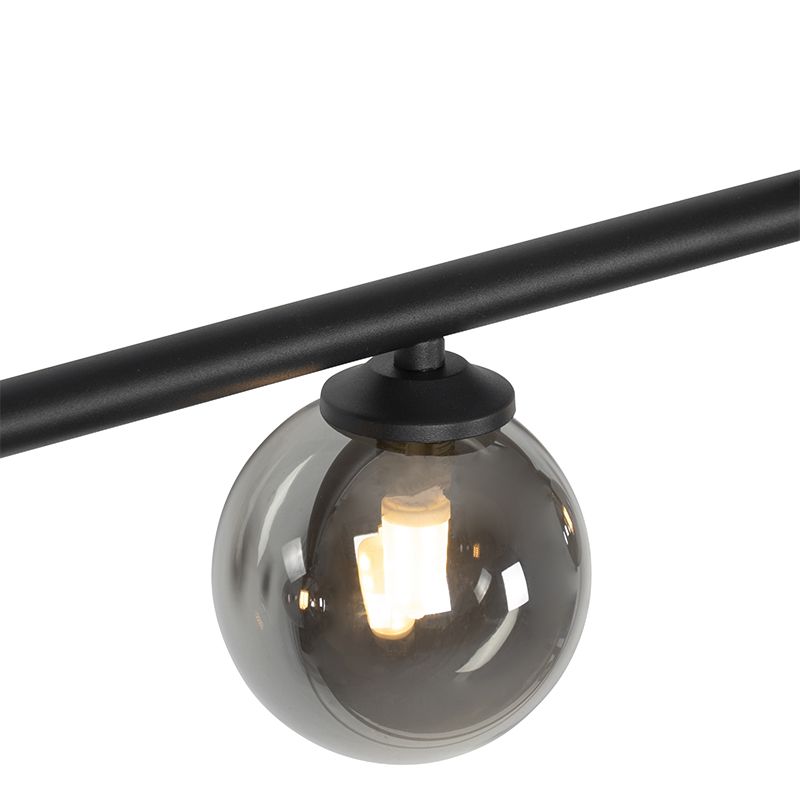 Moderne hanglamp zwart 100 cm 5-lichts met smoke glas - Athens