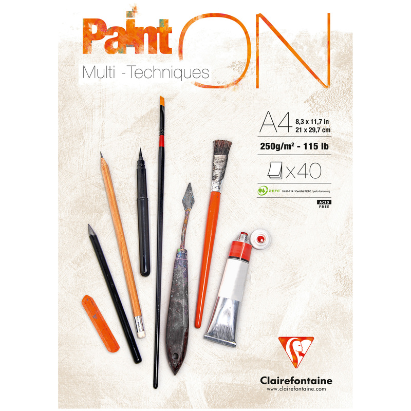Clairefontaine Paint'ON Zeichenblock, weiss, A4, blanco