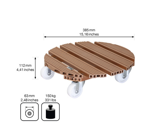 Plantenrol WPC Ø 38,5 cm terracotta TK 200 kg