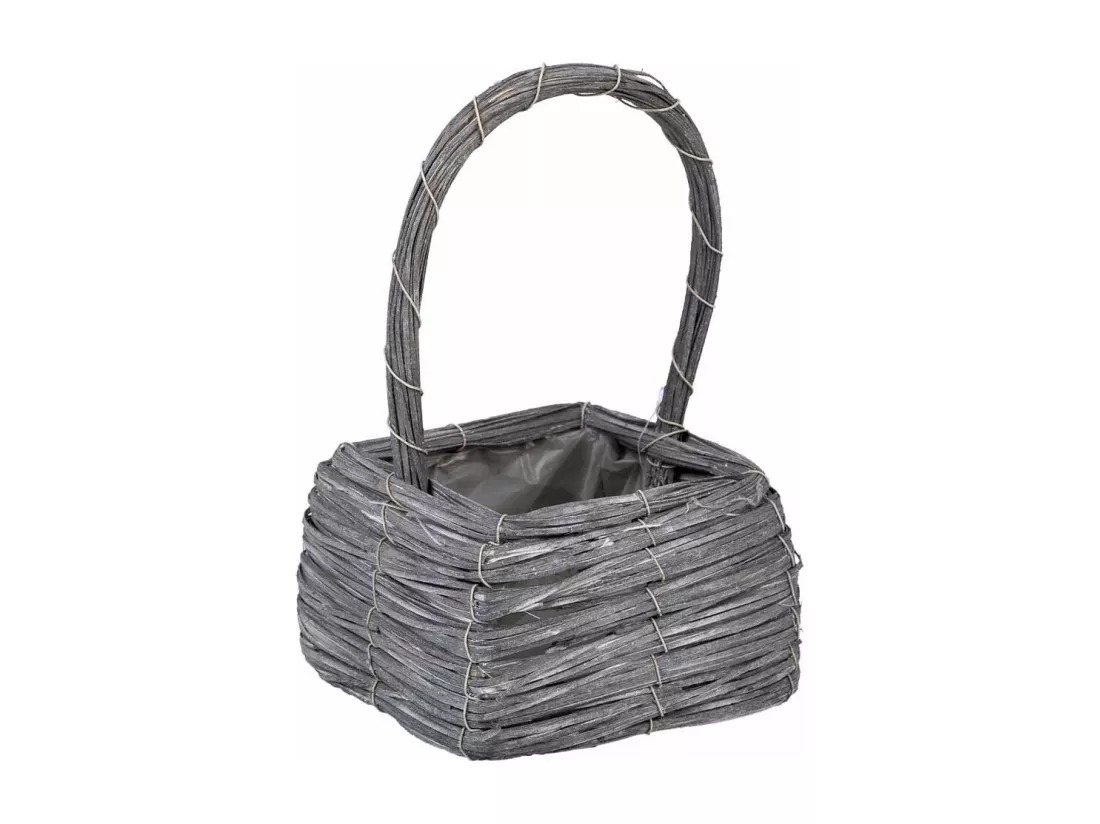Panier en osier gris 17x17x28h