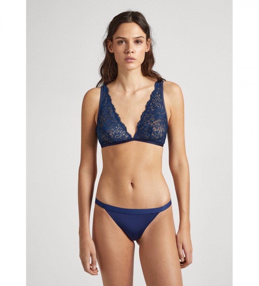 Calcinha brasileira Pepe Jeans em cetim azul marinho