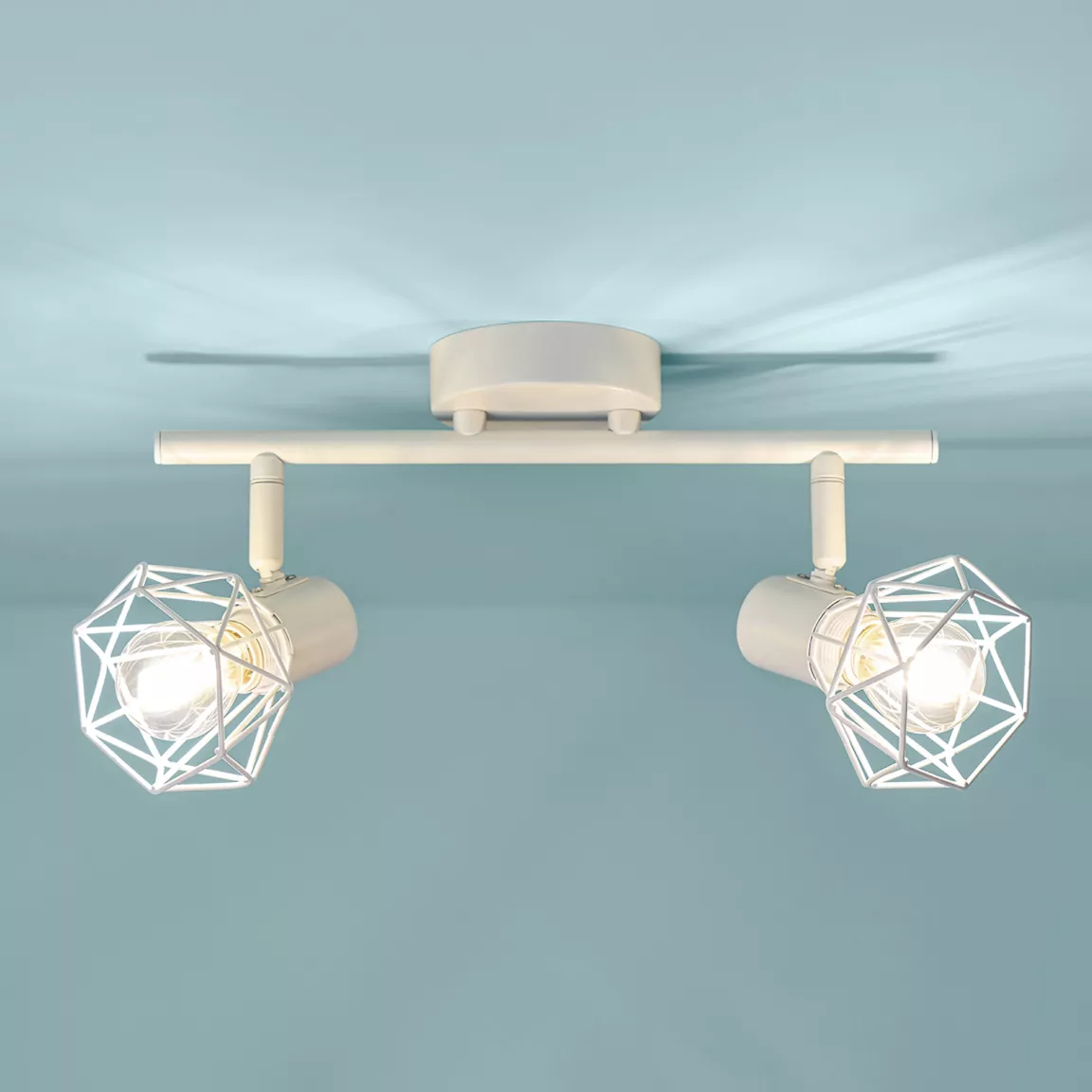 Applique murale 2 abat-jour orientables métal (30 x 16 cm) Diamond Blanche