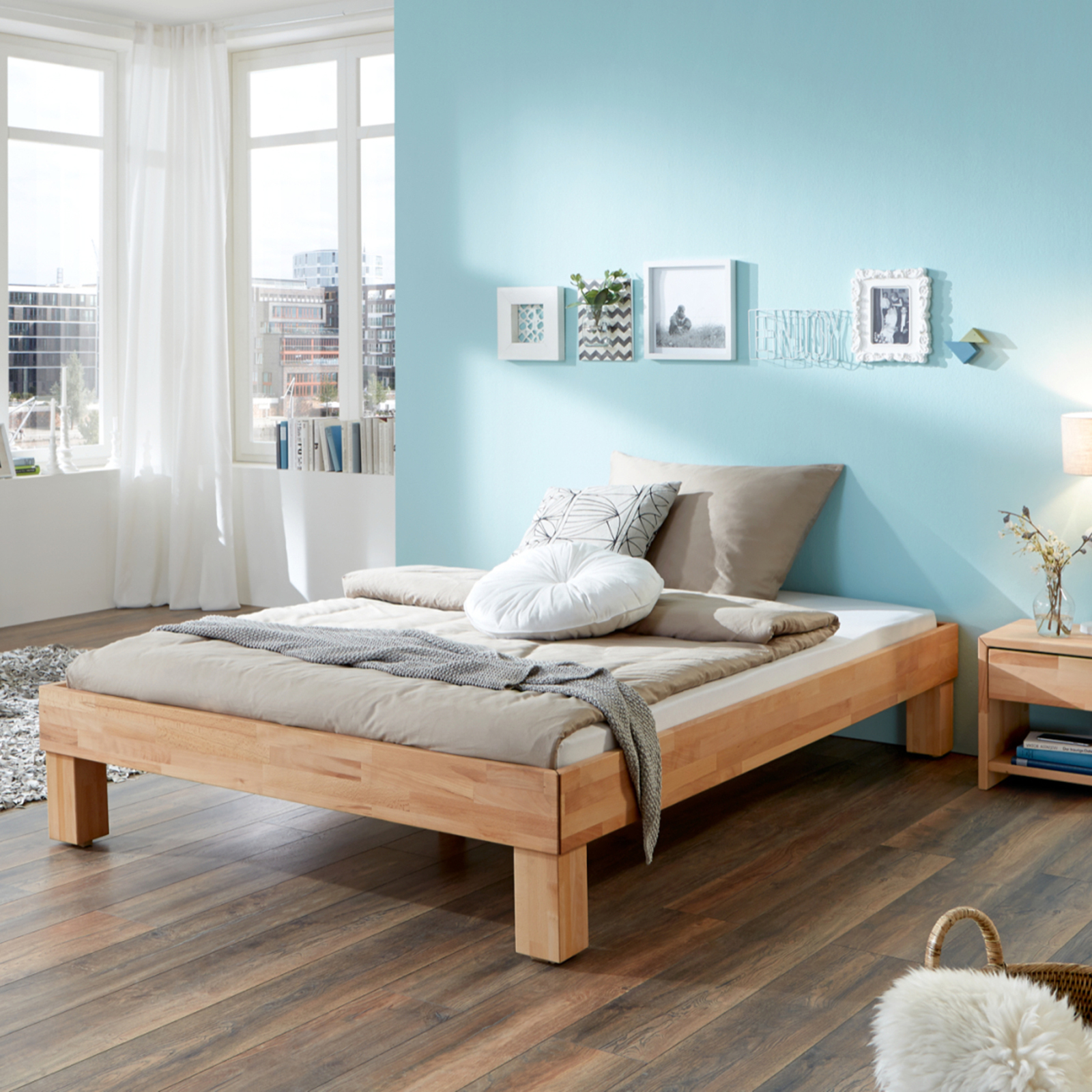 Futonbett MANUELA - Buche massiv geölt - 90x200 cm