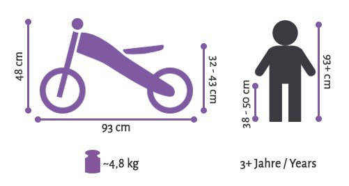 BikeStar Sport, meegroei loopfiets, 12 inch, lila wit