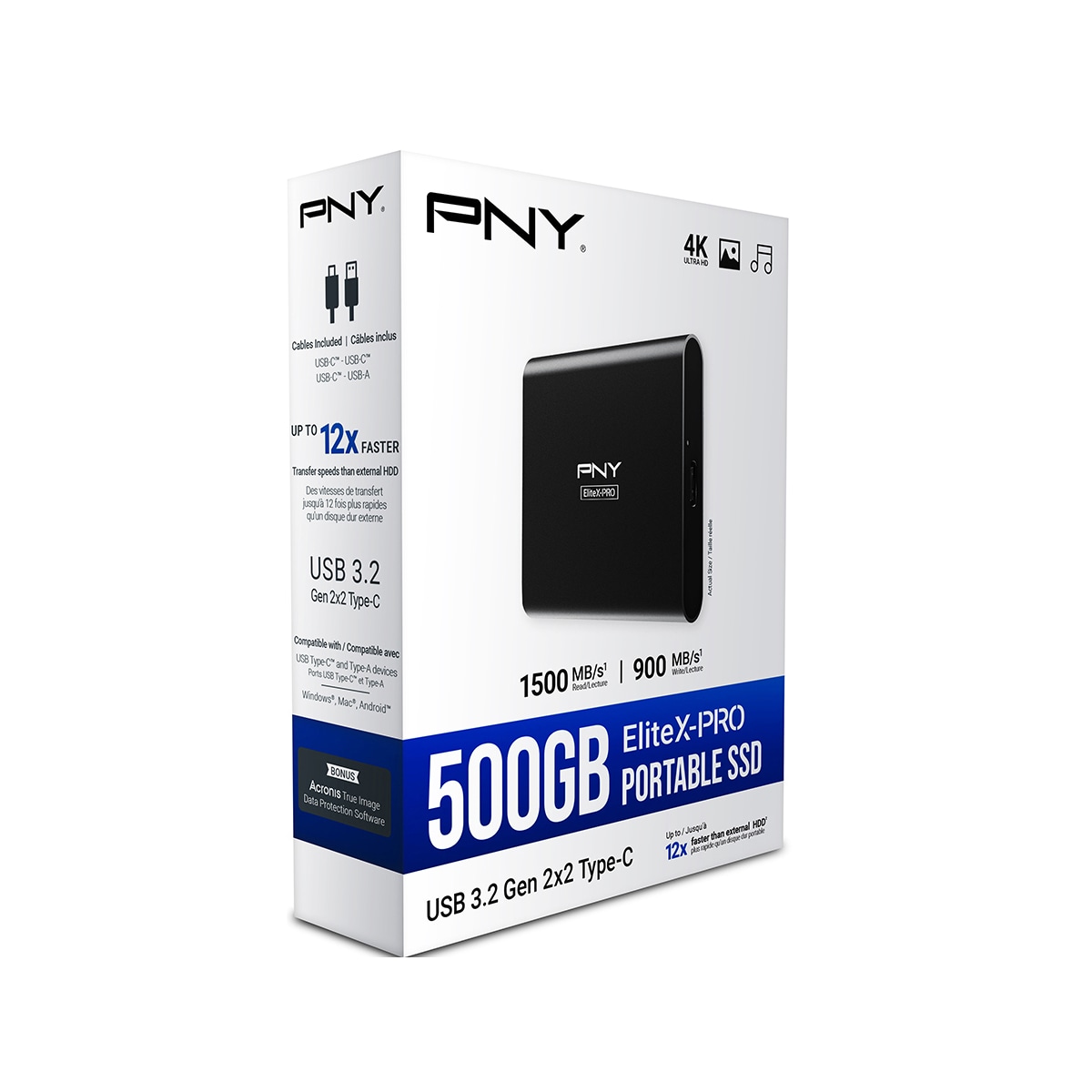 PNY EliteX-PRO USB 3.2 Gen 2x2 Type-C bærbar SSD 500GB