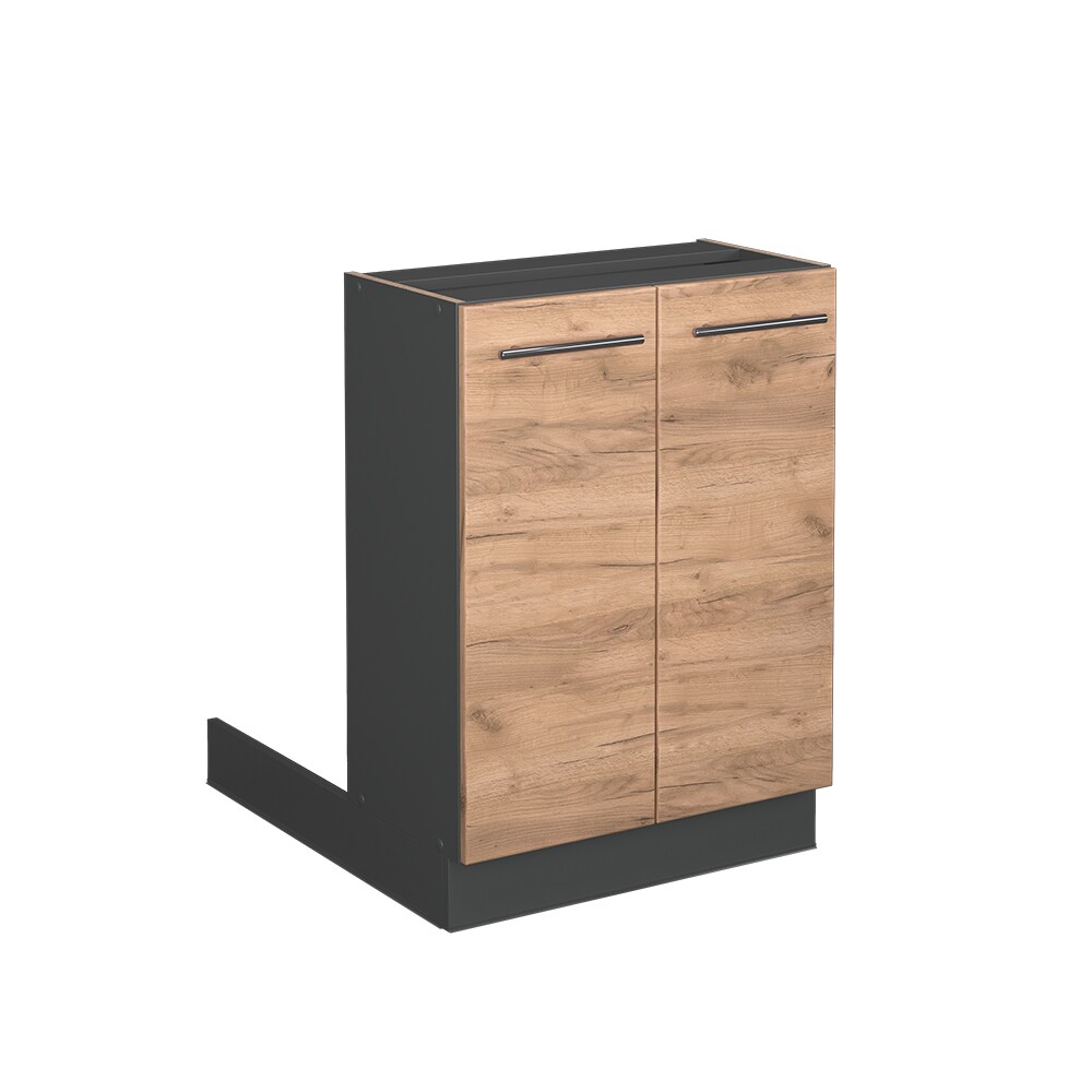 Vicco Regalinselunterschrank Küchenschrank Küchenmöbel Fame-Line Anthrazit Eiche Goldkraft 60 cm modern Küche Einbauküche Kücheninsel Drehtür Einlegeboden Blende Küchenunterschrank Küchenzeile