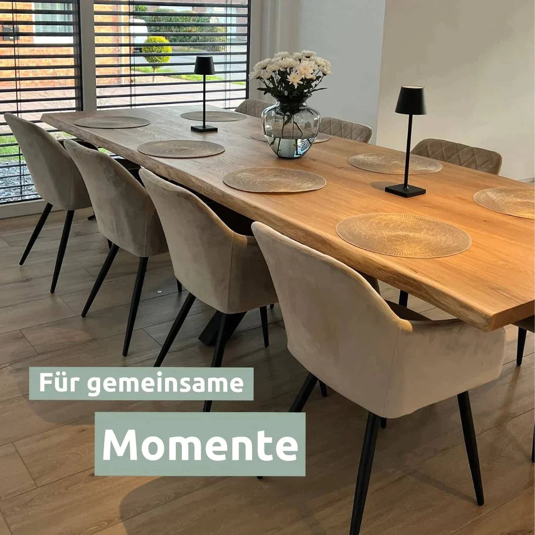 holz4home® Tischplatte 120cm x 70cm mit Baumkante aus massiver Eiche
