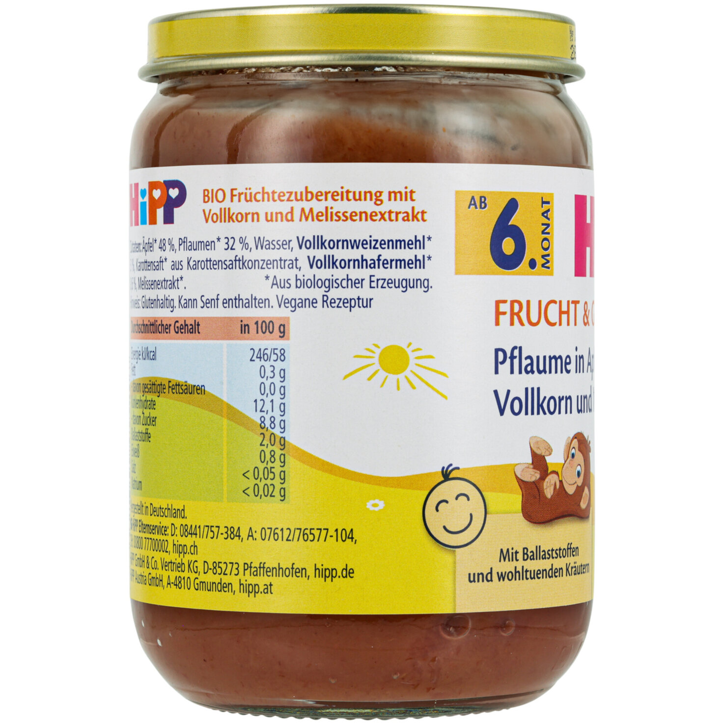 Hipp Pflaume in Apfel Vollkorn Melisse 6+ Monate