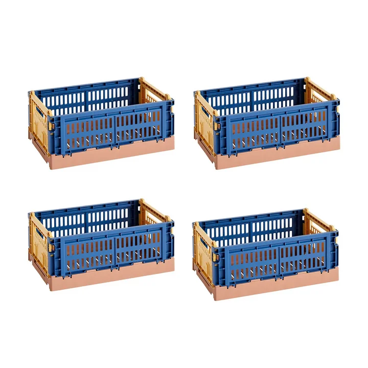 HAY - Colour Crate Mix Korb S, 26,5 x 17 cm, dark blue, recycled (4er Set)