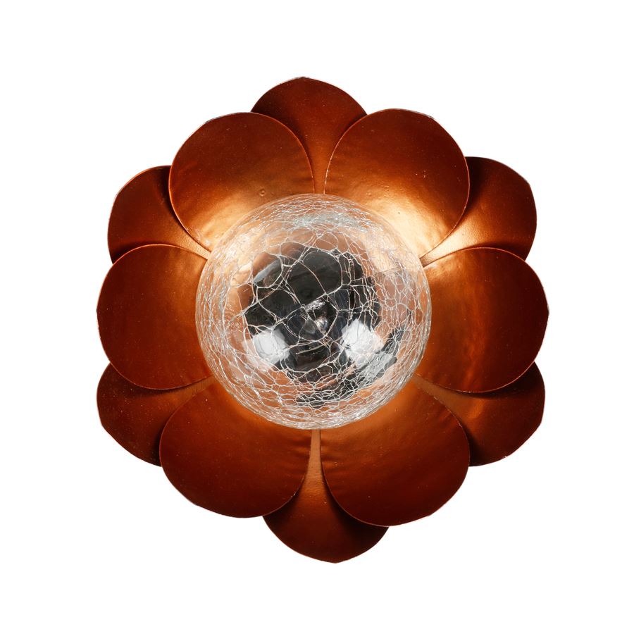 Solar-Lotusblume mit Crackleglaskugel und LED-Beleuchtung Warmweiß