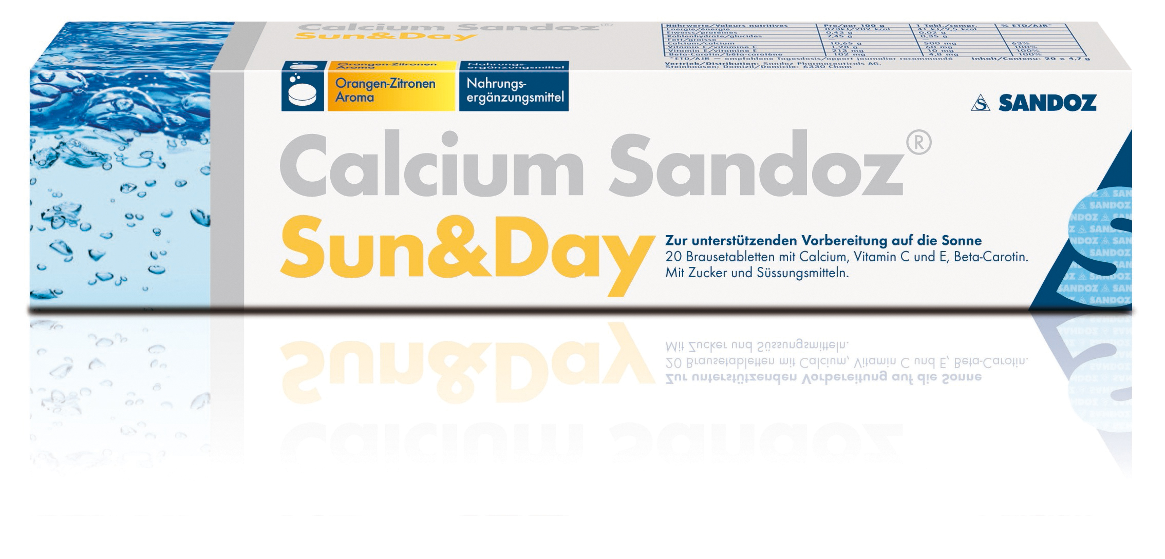CALCIUM Sandoz Sun & Day Brausetabl Ds 20 Stk