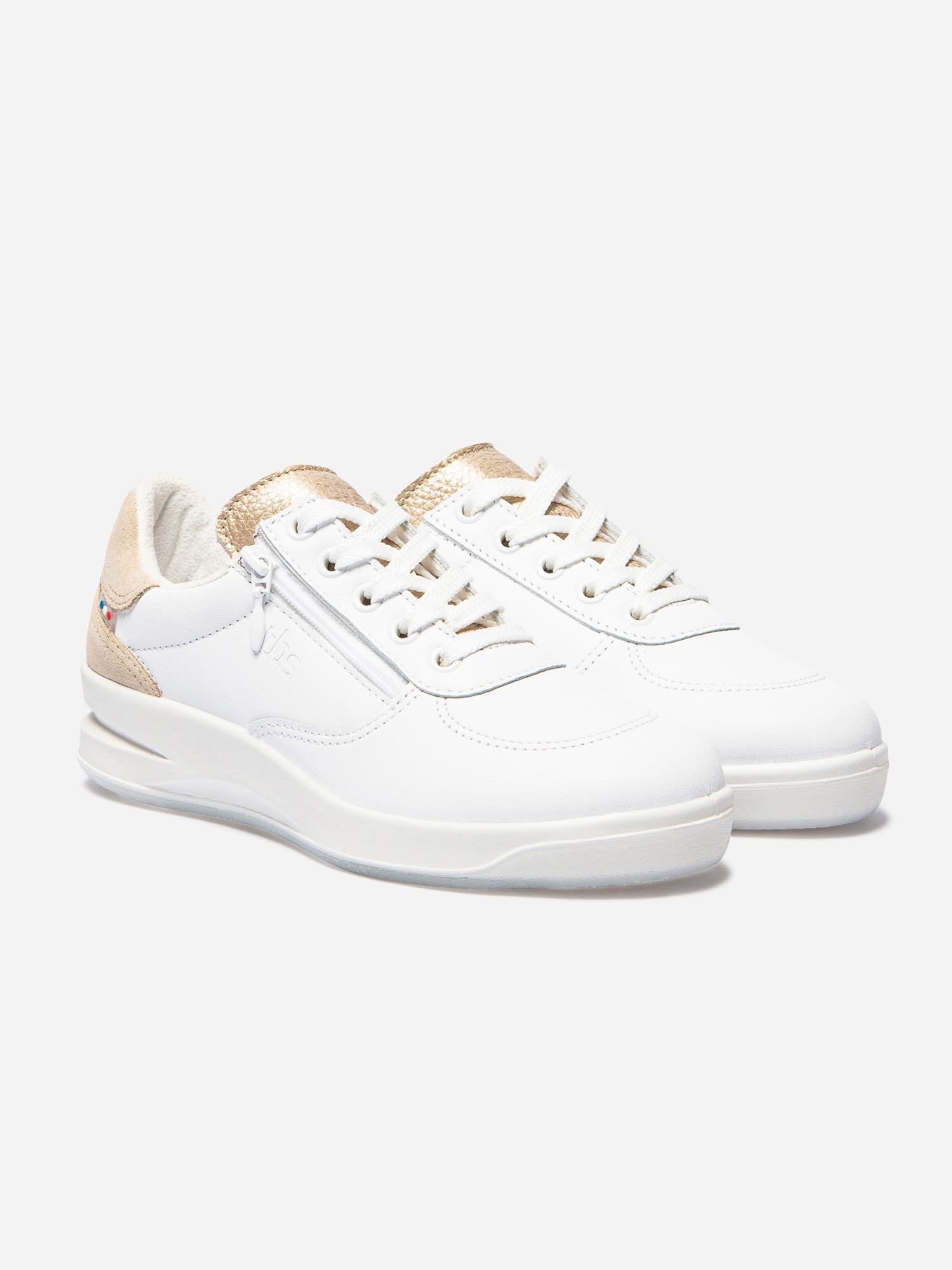 Baskets Femme Fabriquées en France Zippée Blanc Beige