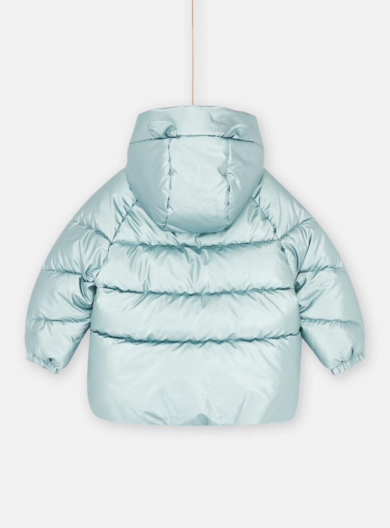 Doudoune à capuche métallisée bleu arctique