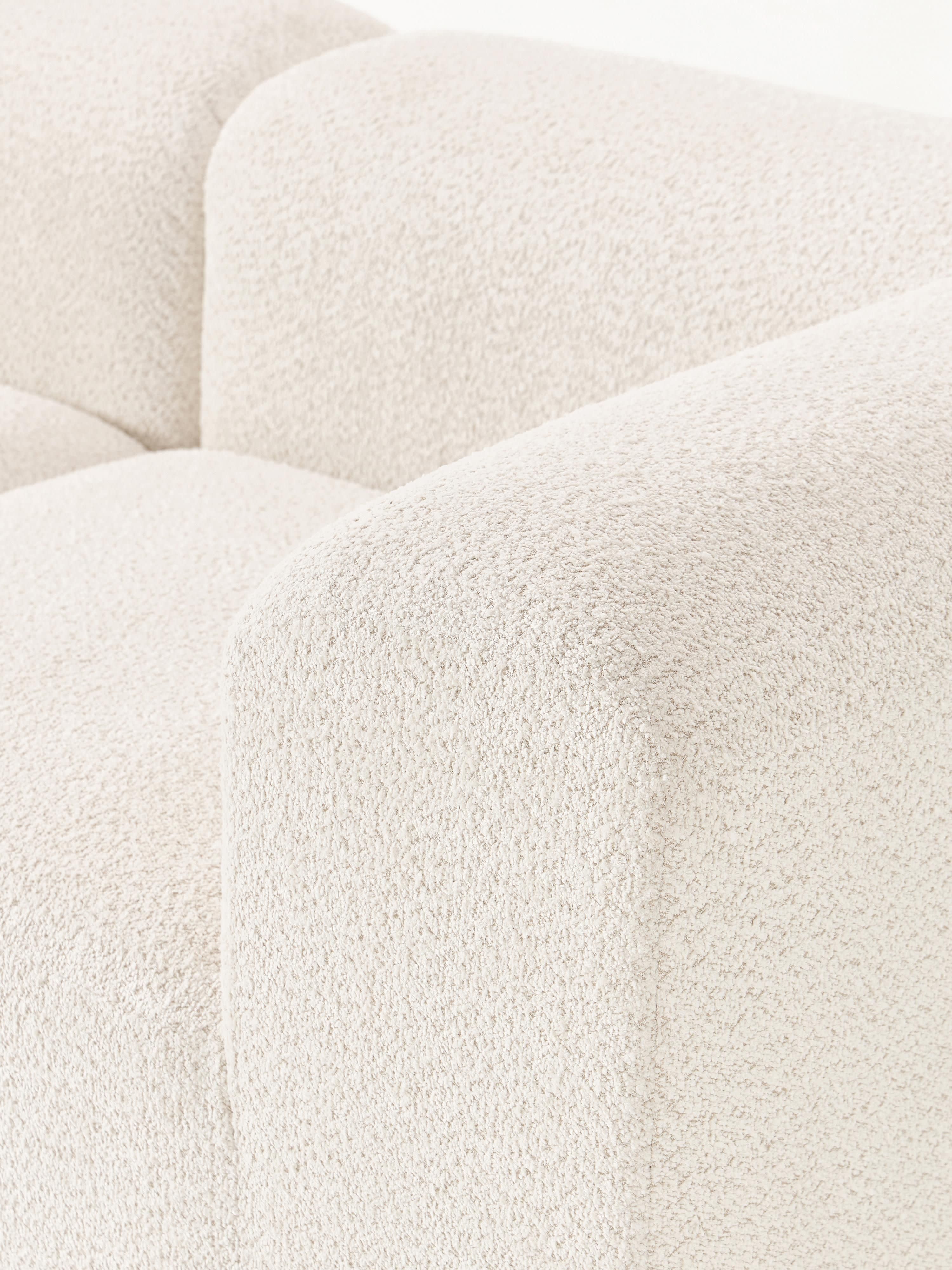 Modulaire bank Natalie (3-zits) uit teddy-bouclé met poef (links/rechts)