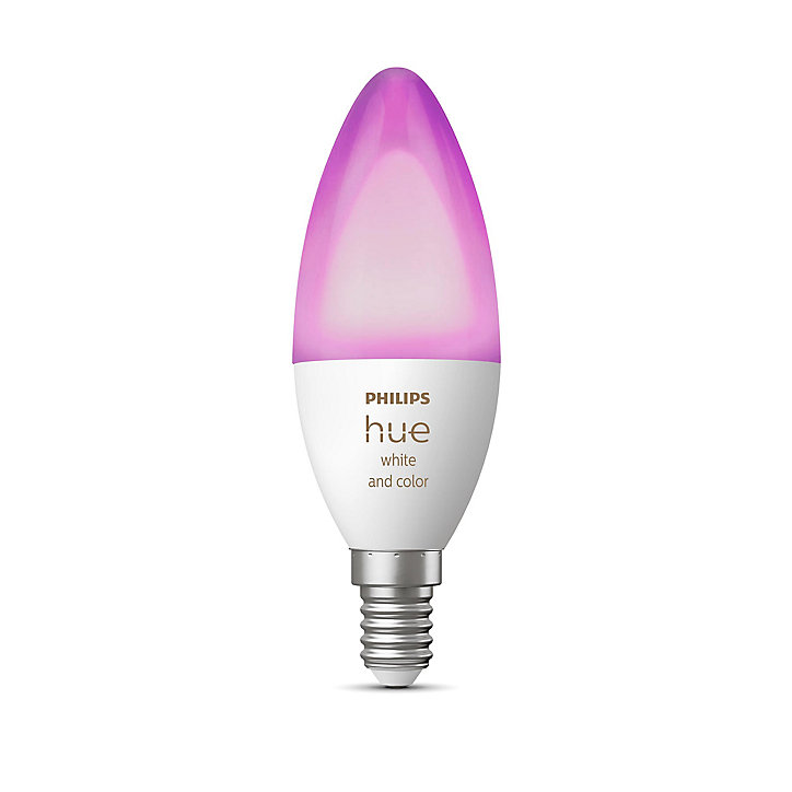 Ampoule connectée dimmable Bluetooth Philips Hue IP20 Flamme E14 470lm 5,3W multicolore