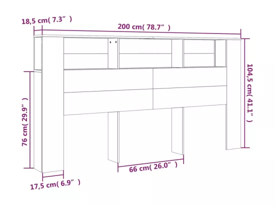 Armoire de tête de lit Blanc 200x18,5x104,5 cm