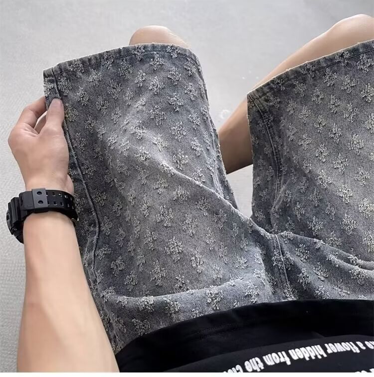 Maxelane - Mid Rise Distressed Washed Denim Shorts