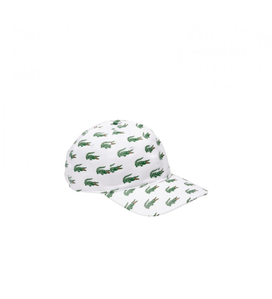 Boné Lacoste de algodão com estampa de crocodilo branca