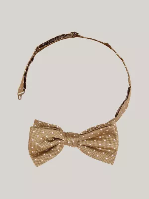 Gravata borboleta de seda Oxford com estampa de bolinhas