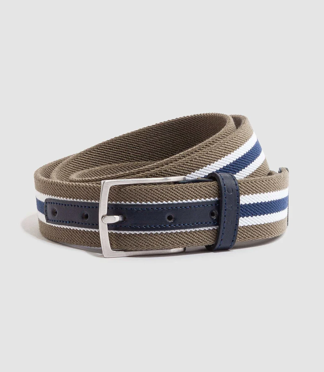 Ceinture ajustable casual kaki-marine 