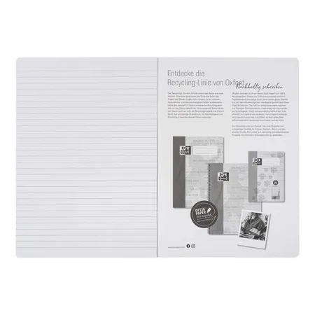 Oxford Recycling Schulheft A4, 16 Blatt, Lineatur 21 (liniert), 90 g/m², Optik Paper®
