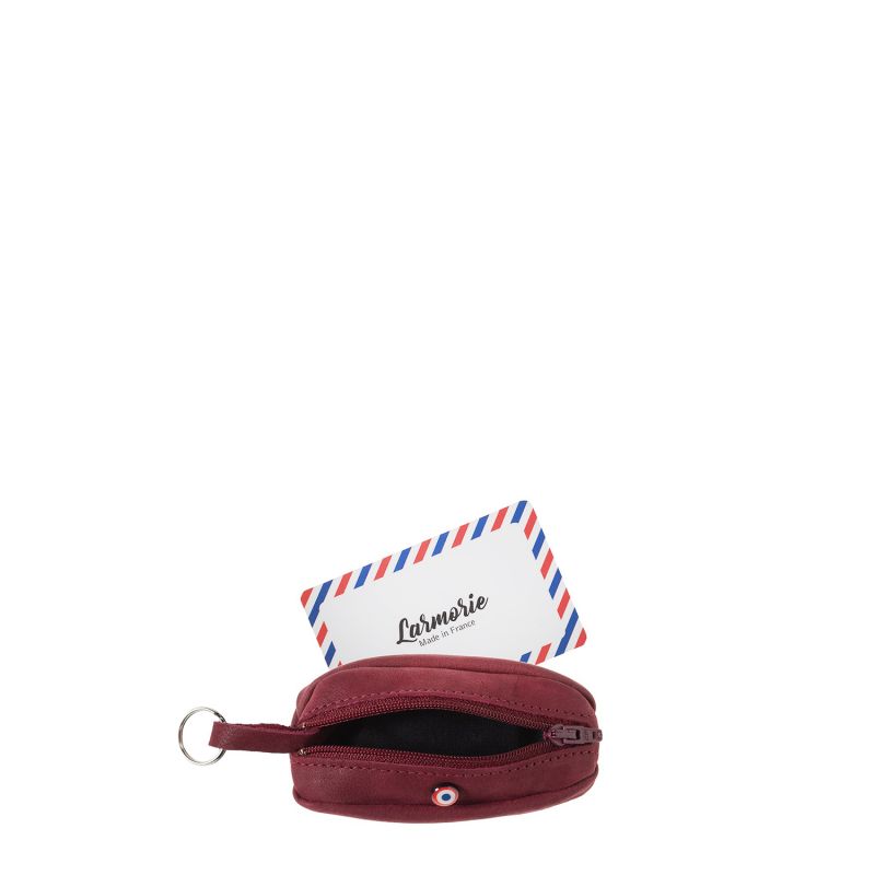 Porte-monnaie Charles Cuir Nubuck Rubis Rouge