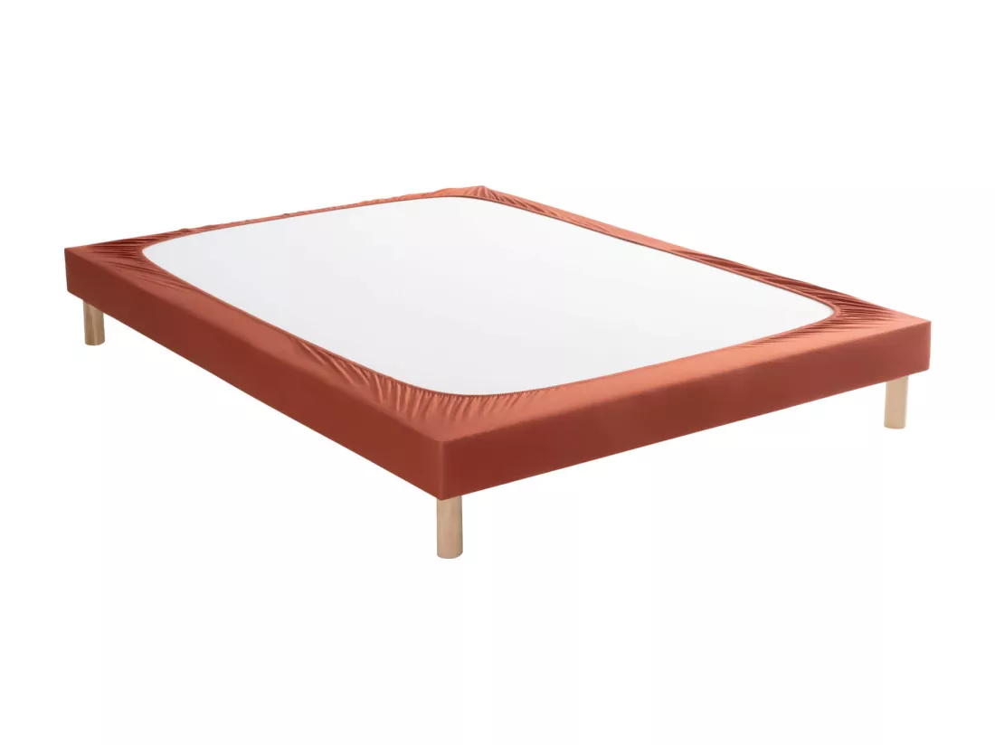 Cache-sommier coton jersey terre de sienne 70x200