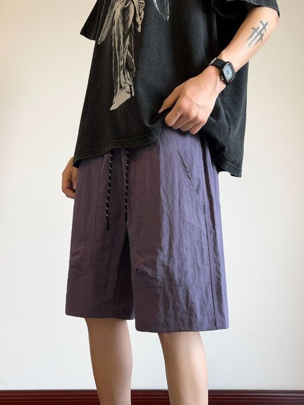 Obikan - Effen shorts met trekkoordtaille