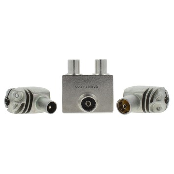 Q-Link coax splitter tv 2 male/female haaks kabelkeur