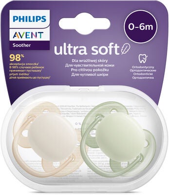 Philips Avent Ultra Soft Smokk 0-6m 2-Pack, Grønn/Brun