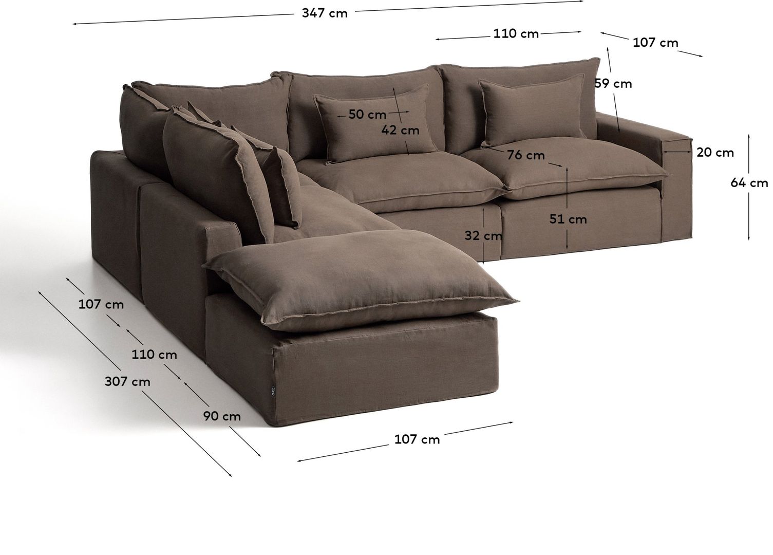 Kave Home Anarela Taupe Hoekbank