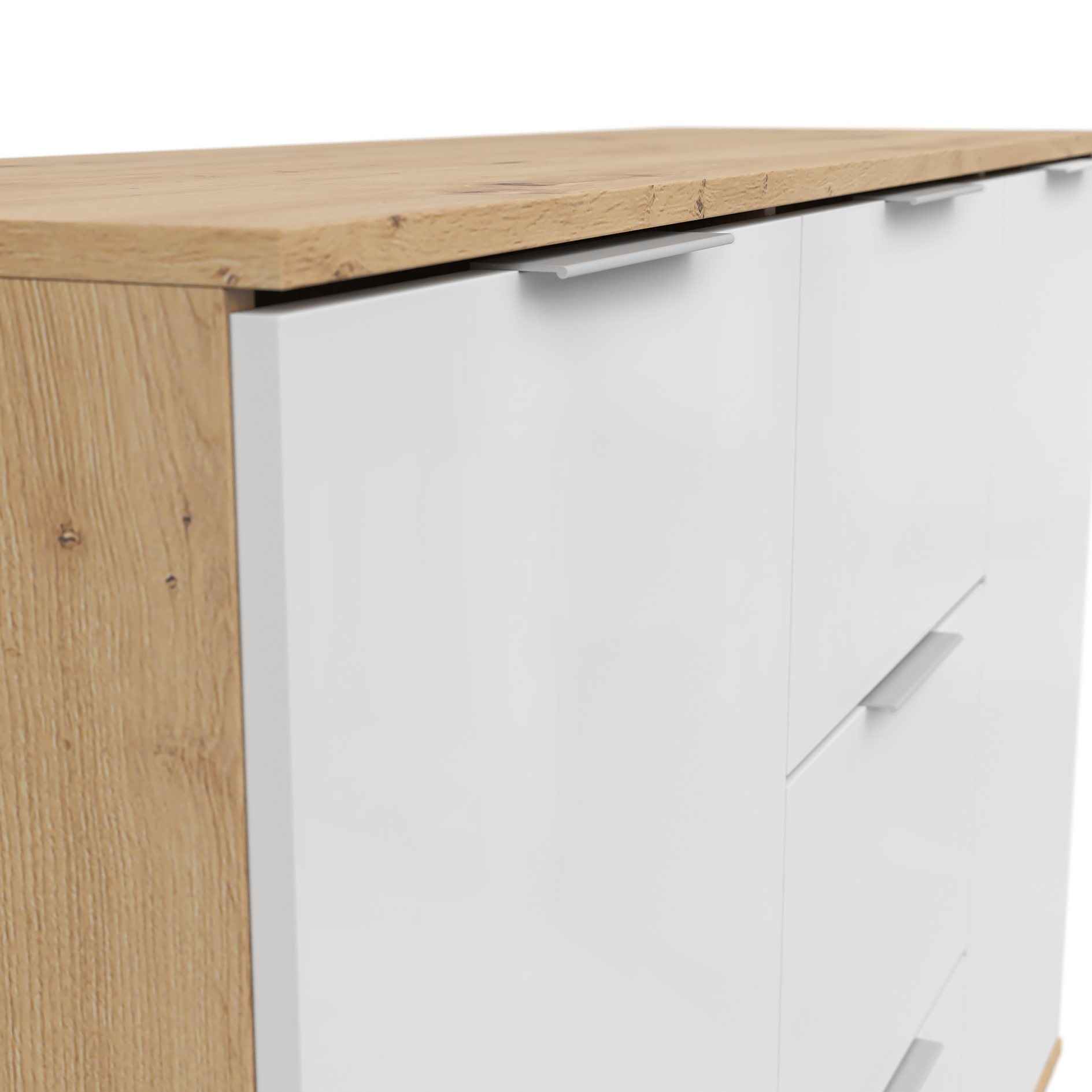 Sideboard - weiß Glanz - Artisan Eiche - 135 cm breit