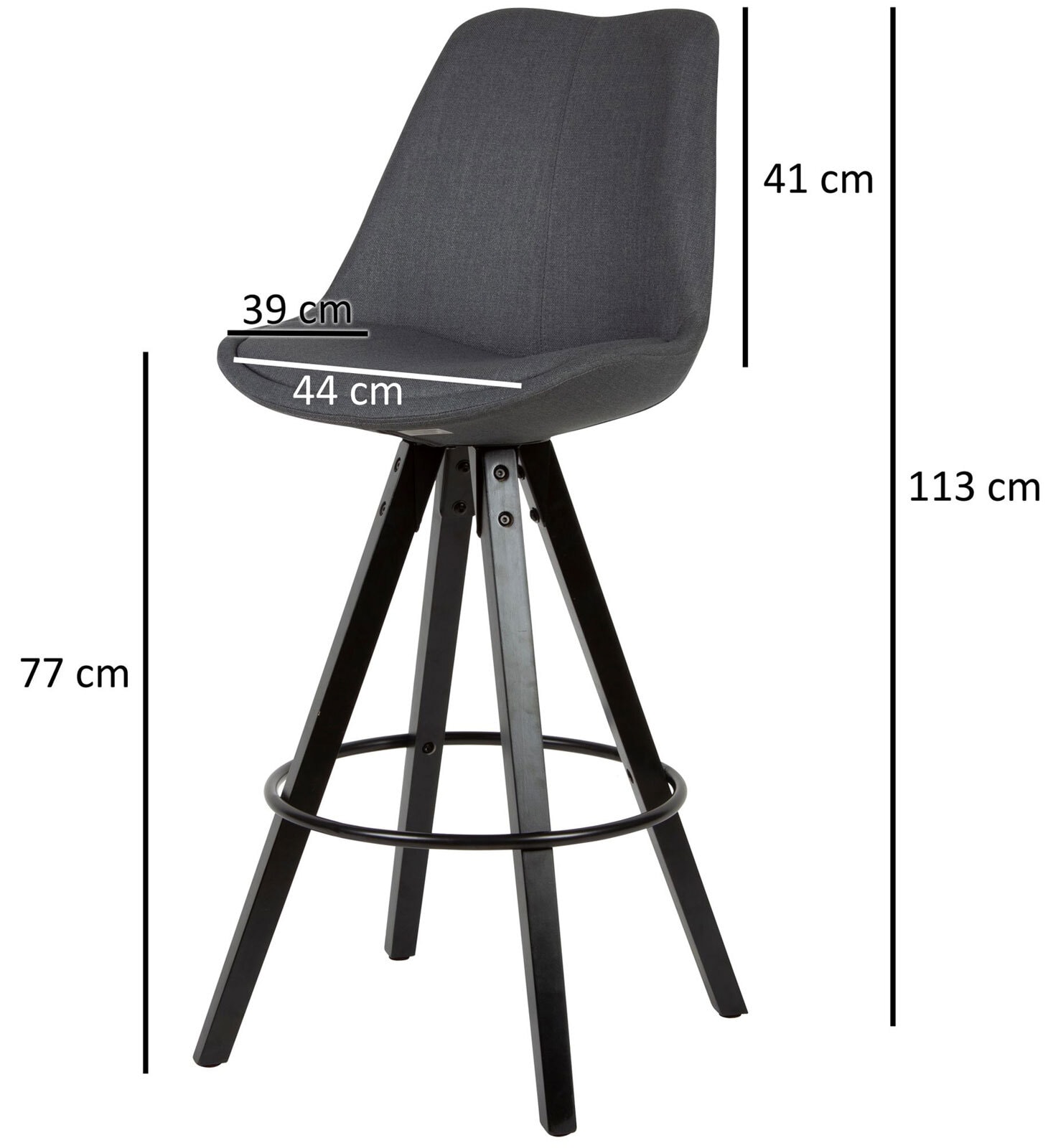 Barhocker Bodo 2er Set 49 x 113 cm grau schwarz