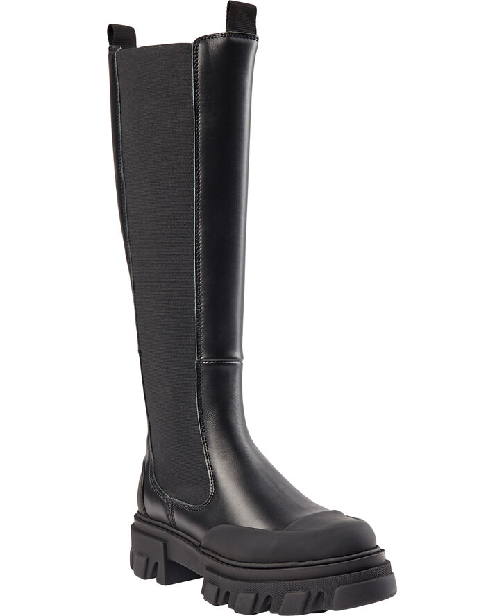 Ganni High Chelsea Boot Black Stitch Black