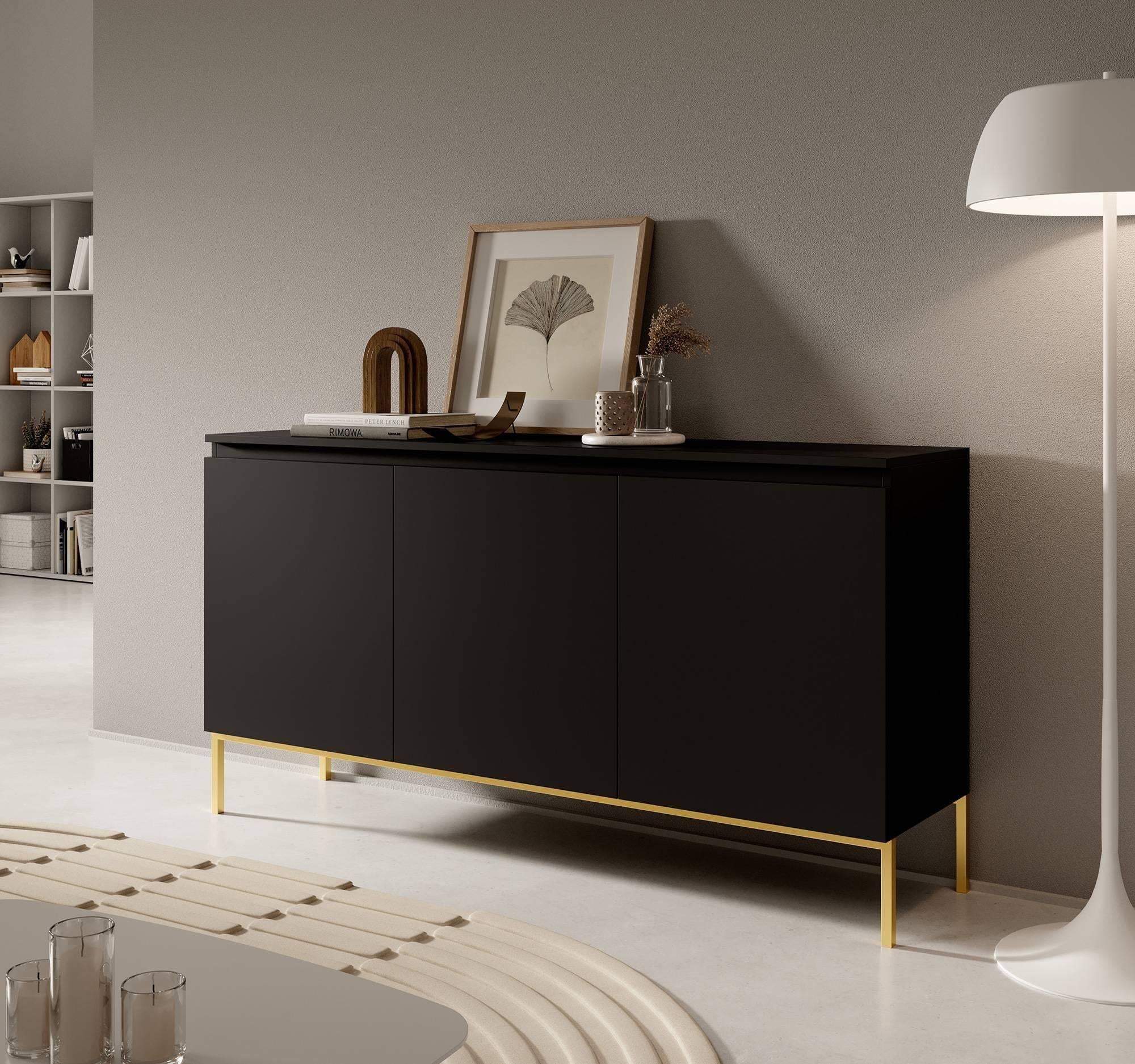NADUVI Collection Kate Dressoir - B 150 cm - Zwart / Goud
