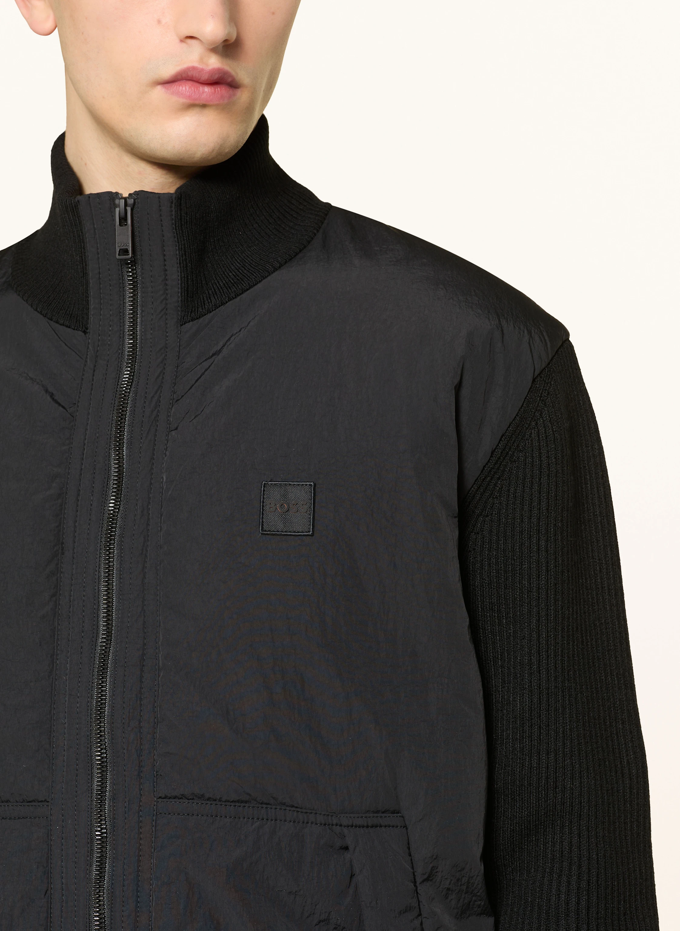 BOSS Strickjacke KYDALBRIO im Materialmix