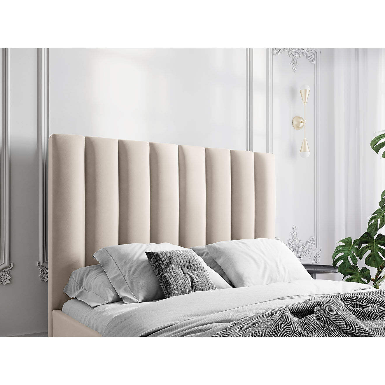 CXL by Christian Lacroix Tête de lit Camargue velours beige clair - 160x120 cm
