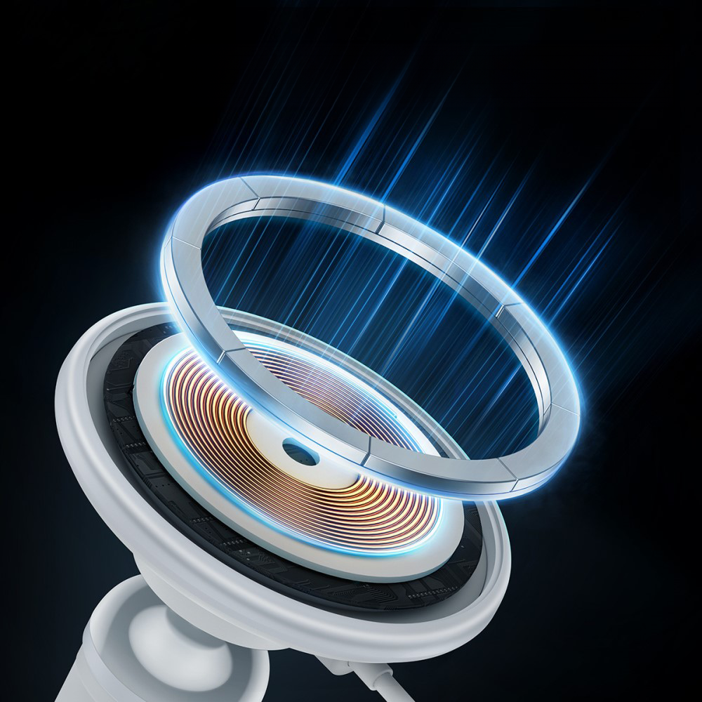 (40W) Magnetische Qi Wireless USB A Auto KFZ Smartphone Halterung Ladegerät für Lüftungsgitter - Weiss